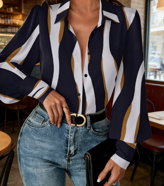 Lantern-Sleeve Chiffon Shirt — Stylish Commuter Attire | Business Casual | Refined & Flowy Design